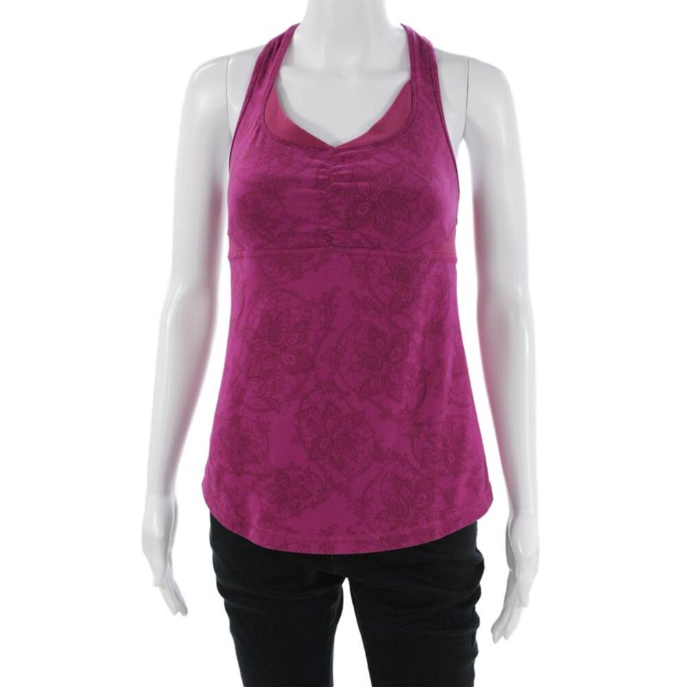 Lululemon Womens Jacquard Print Sleeveless Active Tank Top Magenta Size M